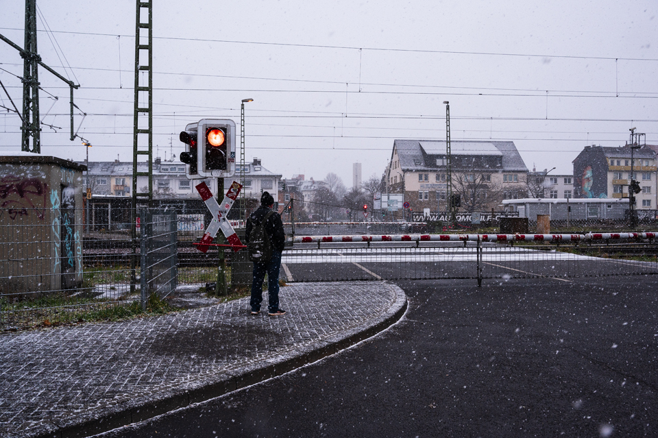 Bahnschranke, Mainz Kastel, März 2023